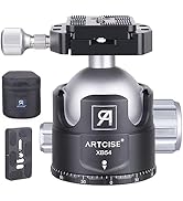 54mm Low Profile Tripod Head with 2 Arca Swiss Quick Release Plates Professional Heavy Duty Metal...