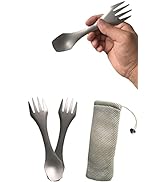 DZRZVD Titanium Long Handel Spork and Spoon, 8.6" Soup Spoon, Camping Spork and Spoon, Eco-Friend...