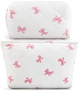 2Pcs Small Makeup Bag Quilted Cosmetic Bag Flower Pencil Case Travel Makeup Bag Set for Women Cut...