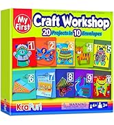 KRAFUN My First Craft Workshop Art and Craft Kit for Kids - 20 Projects in 10 Envelopes, Origami,...