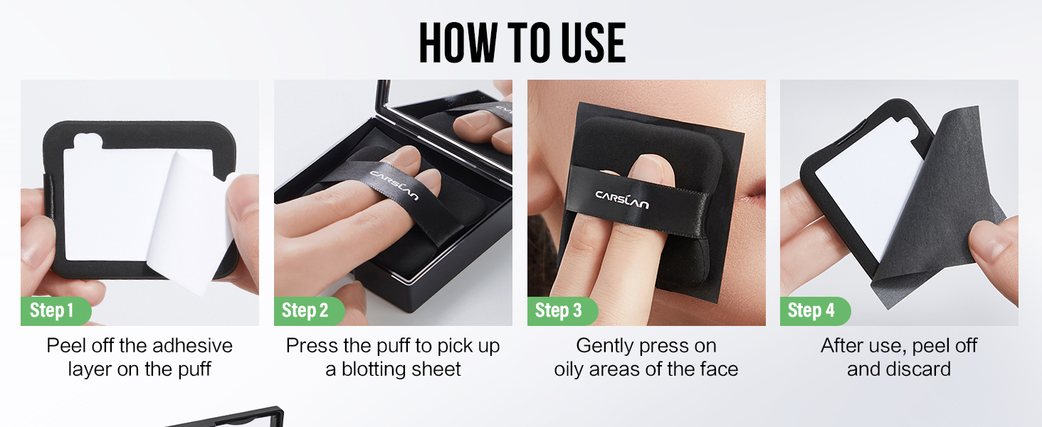 oil blotting sheets, touch-up sheets with mirror, natural plant fiber paper, portable, matte