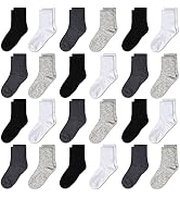 GENTABY Kids Socks 24 pairs Cozy Athletic Crew Socks for Boys and Girls(1-13Years)