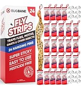 Fly Strips Indoor Sticky Hanging 24pk with Pins. Non Toxic Outdoor Fly Trap Indoor for Home. Flie...