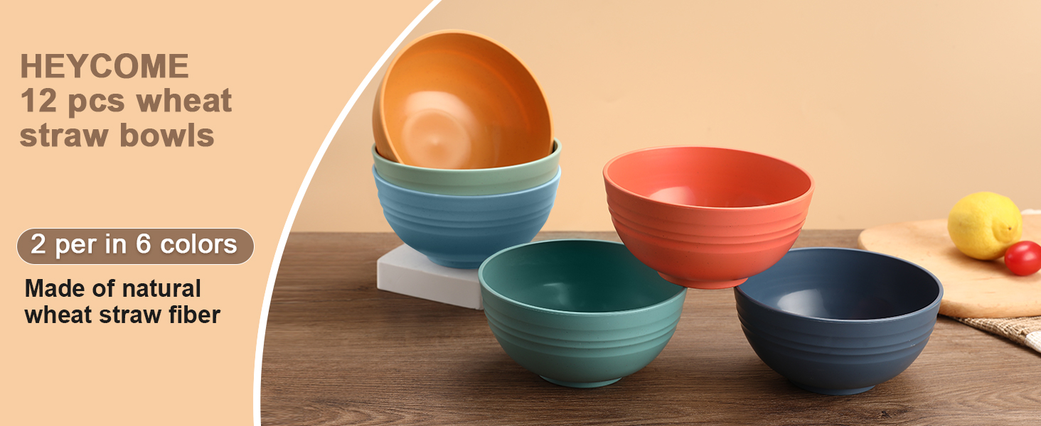 12 pcs wheat straw bowls