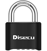 Disecu 4 Digit Heavy Duty Combination Lock Outdoor Waterproof Padlock 1.3 Inch Shackle for Gate, ...