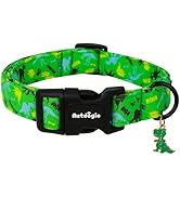 Astdogio Medium Dog Collars for Male Dogs, Boy Dog Collars with Dinosaur Pattern,Adjustable Cotto...