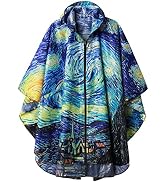 SaphiRose Rain Poncho Jacket Coat Hooded for Adults with Pockets
