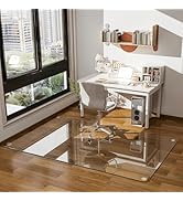 GLSLAND 36"x55" Tempered Glass Chair Mat Rectangle Heavy-Duty Floor Protector for Carpet & Hard F...
