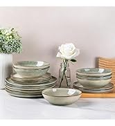 AmorArc Ceramic Dinnerware Sets,Handmade Reactive Glaze Stoneware Plates and Bowls Set,Highly Scr...
