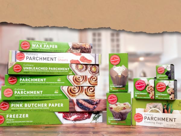 PaperChef parchment bags, cooking bags, oven-safe, non-stick, meal prep, 12 pack