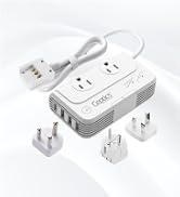 Ceptics 220v to 110v Converter, 200W, Type M, G, E/F, South Africa, QC 3.0 | PD 18W fast charging...