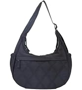 Small Puffer Crescent Shoulder Bag for Women, Nylon Quilted Puffy Crossbody Purse, Cute Hobo Shou...