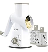 Rotary Cheese Grater, Mandoline Vegetable Slicer with 3 Detachable Drum Blades, Rotary Grater for...