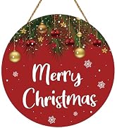 YUNKKIN Christmas Door Decorations Merry Christmas Sign Wall Decor Grass Bells Snowflakes Hanging...