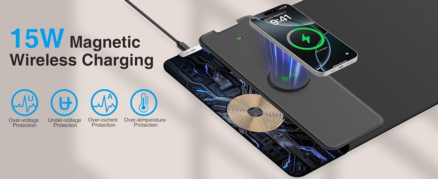 magnetic wireless charging mouse pad