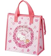 Hello Kitty Insulated Lunch Bag, Non-Woven Cooler Tote with Zipper, Flower Wreath Design, Sanrio ...