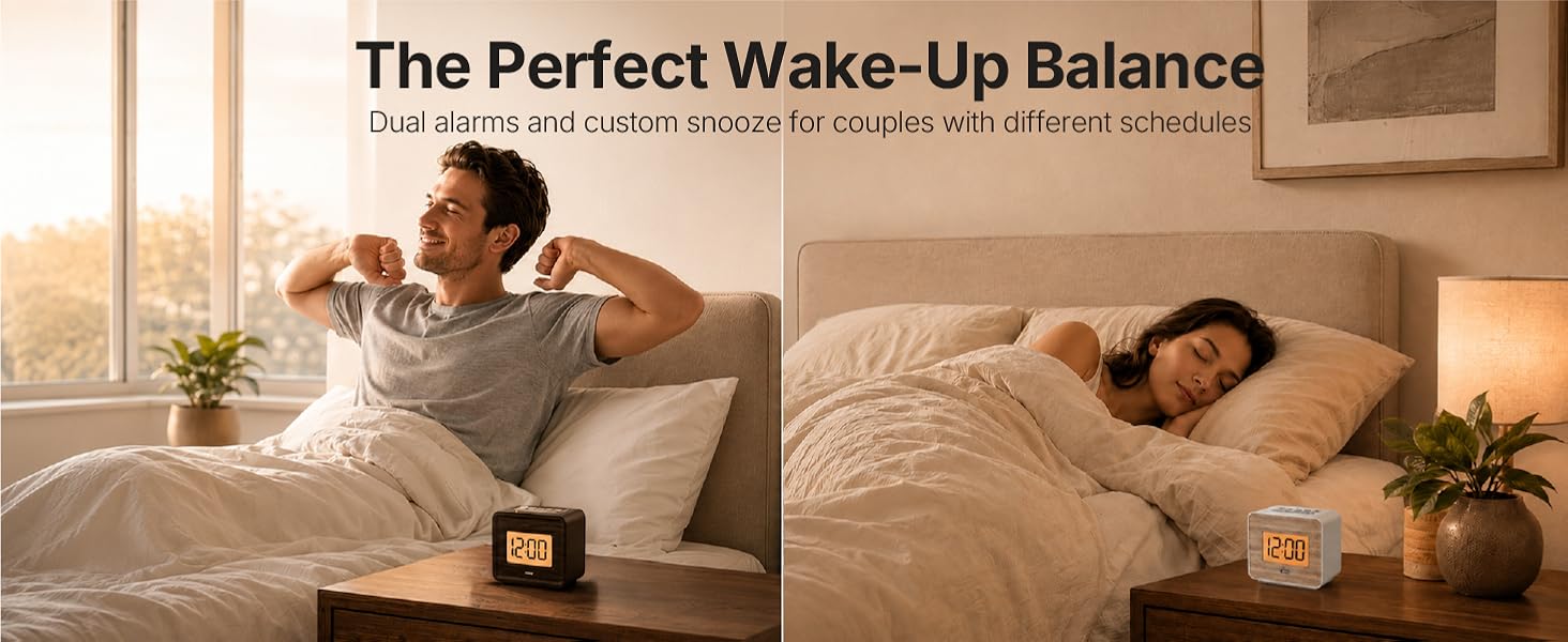 small alarm clock wood face finish