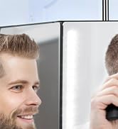 3 Way Mirror for Self Hair Cutting, 360 Trifold Barber Mirrors 3 Sided Makeup Mirror to See Back ...