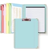 HAUTOCO Clipboard Folio with Refillable Notepad for Letter Size (11" x 8.5"), 5 Dividers with 10 ...