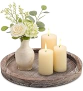 Round Decorative Wood Trays for Coffee Table Counter Farmhouse Kitchen Home Decor Centerpiece Sma...