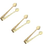BWESOO 3 Piece Mini Serving Tongs Set, Stainless Steel, Vintage Rose Design Handles, 1