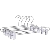 Quality Pant Hangers - 10-Pack Pant & Skirt Hanger Set - Chrome Pant Hangers with Clips - 360-Deg...