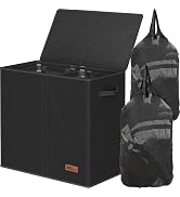 Simple Houseware Double Laundry Hamper with Lid and Removable Bags, Black