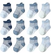 SkiBeaut Toddler Socks with Grips, 12 Pairs Kids Non-Slip Grippers Baby Boys Girls House Socks fo...