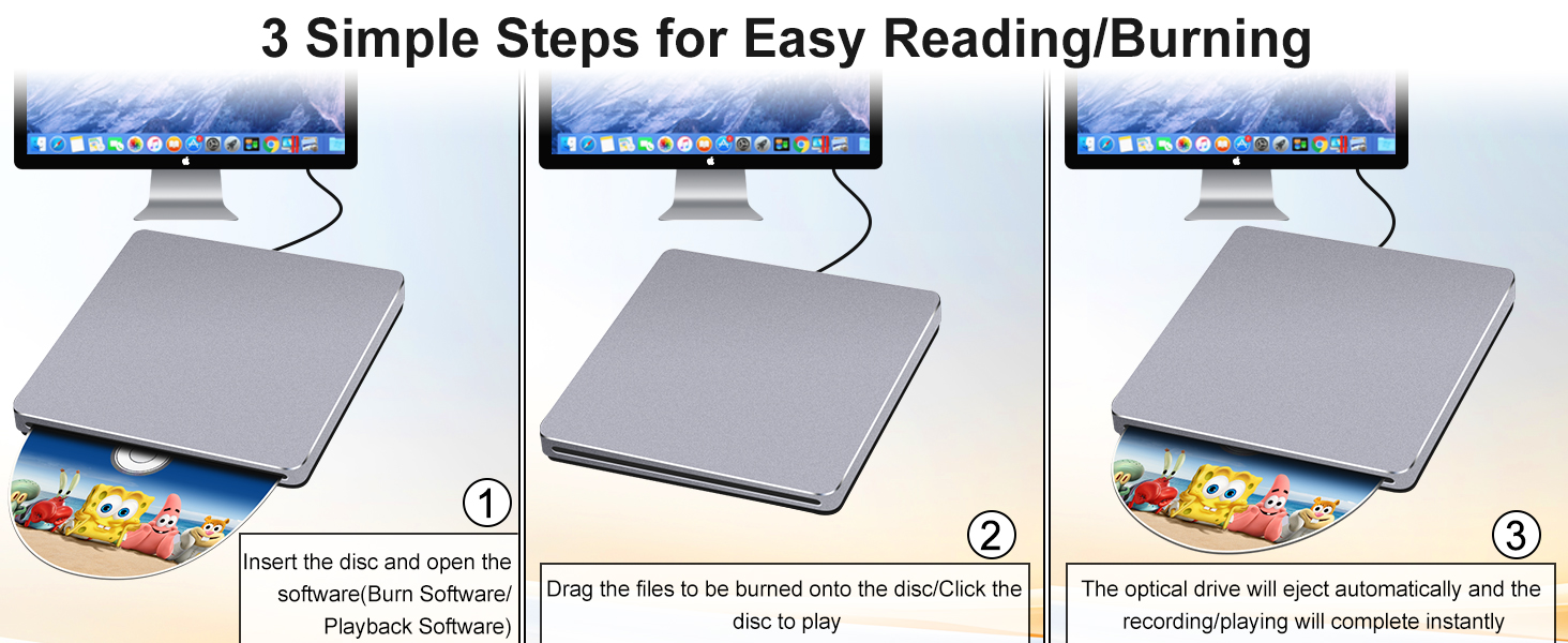 This external dvd player for macbook air is easy to use, no complex settings.