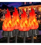 Toodour Solar Halloween Lights Outdoor, 4 Pack Solar Torch Light Waterproof | With Flickering Fla...