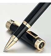 MCNTEIK Black Rollerball Pen With 24K Gold Finish, Luxury Grade Craftsmanship Pen, Schmidt 888F I...