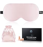 Silk Sleep Mask Eye Cover, 100% Mulberry Silk Women Men Eye Mask for Sleeping Blackout with Adjus...