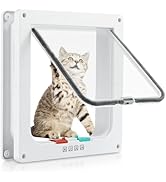 Cat Door for Interior Exterior Door (Outer Size 9.8" x 9.3"), 4-Way Locking Flap for Cats & Dogs(...