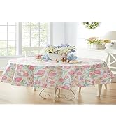 Newbridge Easter Butterfly Field Floral Vinyl Flannel Backed Tablecloth, 60 x 84 Inch Oval, Paste...