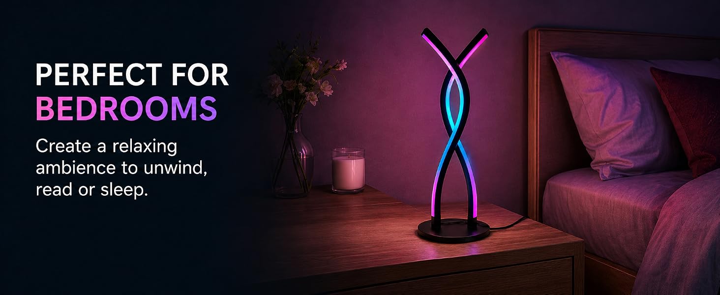 Set a calming mood in your bedroom with this dimmable RGB LED table lamp.