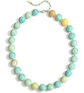 GINAZL Natural Stone Beaded Choker Necklace for Women, Chunky Multicolor Gemstone Handmade Neckla...