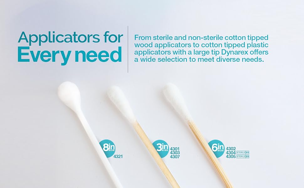 dynarex applications for every need 8 inch 3 inch 6 inch sterile non sterile cotton tipped