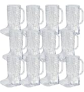Fun Express Cowboy Boot Cups Clear Plastic - Western Cups 17oz Boot Mugs 12 Pack for Cowboy Party...