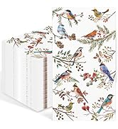 100 Pcs Vintage Floral Bird Paper Napkins Disposable Hand Towels for Bathroom, 3 Ply Watercolor S...