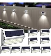 ROSHWEY Solar Lights Outdoor, 10 Pack 30 LED Fence Lights Waterproof Solar Powered Deck Post Lamp...