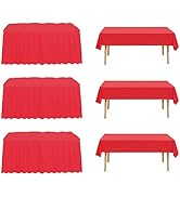 JHDZDHY 3 Packs 54x108inch Plastic Tablecloth and 3 Packs 14FT Plastic Table Skirt,Disposable Rec...