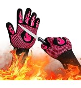 BBQ Fireproof Gloves, Grill Cut-Resistant Gloves 1472°F Heat Resistant Gloves, Non-Slip Silicone ...