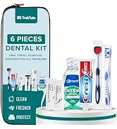 TREKTOTE Toothpaste and Toothbrush Set- 6 Piece Dental Care Kit, TSA Compliant, Includes Mouthwas...
