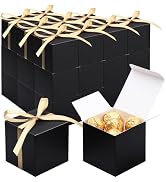 EUSOAR Candy Boxes Party Favors, 30pcs 3x3x3 Inches Black Gift Boxes Mini Bakery Cookies Box with...
