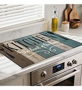 BSFHH Heat-Resistant Glass Stove Top Cover with Anti-Slip Rubber Coating – Electric Stove Protect...