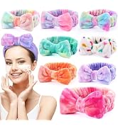 UMIKU 8 Pack Women's Soft Coral Fleece Headbands - Makeup Headwraps with Bow, Head Wraps for Faci...