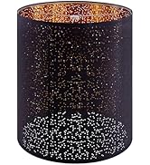 Wellmet Blackgold Drum Lampshades, Easy Assembly Required Replacement Lamp Shades, Fabric Lampsha...