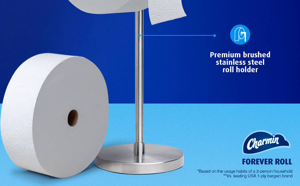 Premium brushed stainless steel roll holder
