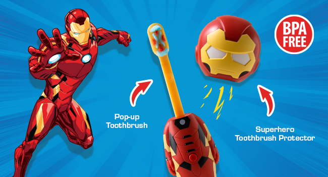Brush Buddies Marvel Poppin Kids Toothbrush includes Superhero Toothbrush Protector