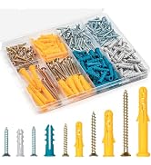 KURUI Drywall Anchors and Screws Assortment Kit 270PCS, 135 Plastic Dry Wall Expansion Anchors an...